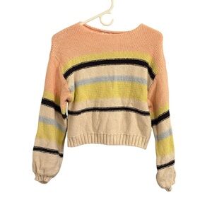 Billabong Seeing Stripes Sweater Women Small Pink Striped Knit Pullover Top